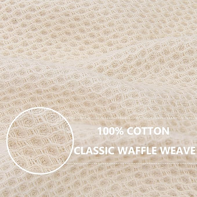Homaxy 100% Cotton Waffle Weave Kitchen Dish Cloths, 7-Pack Ultra Soft Absorbent Dish Towels, Quick Drying Dish Rags, 12 x 12 Inches, Beige
