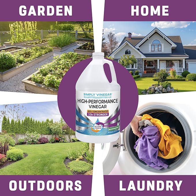 Industrial Strength 49% Vinegar – High-Performance Concentrated Cleaner for Home, Garden, Driveways & More – Biodegradable & Bleach-Free (Not for Food Use) - 128 oz (Pack of 2)
