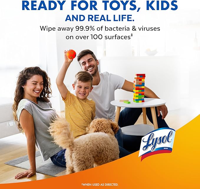Lysol Disinfecting Wipes Bundle, Home Apartment Dorm Room Essentials and Cleaning Supplies, All Purpose Cleaner, Multi-surface Cleaning & Sanitizing Wipes, Lavender & Mango Scents, 80 Count (4pk)