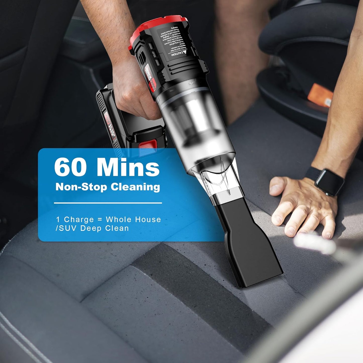 Handheld Vacuum Cleaner Cordless - 35000PA Strong Suction for Car & Home, Car Vacuum Portable Rechargeable Lightweight for Pet Hair with HEPA Filter, Quick Clean in Office/Desk/Couch (Red)