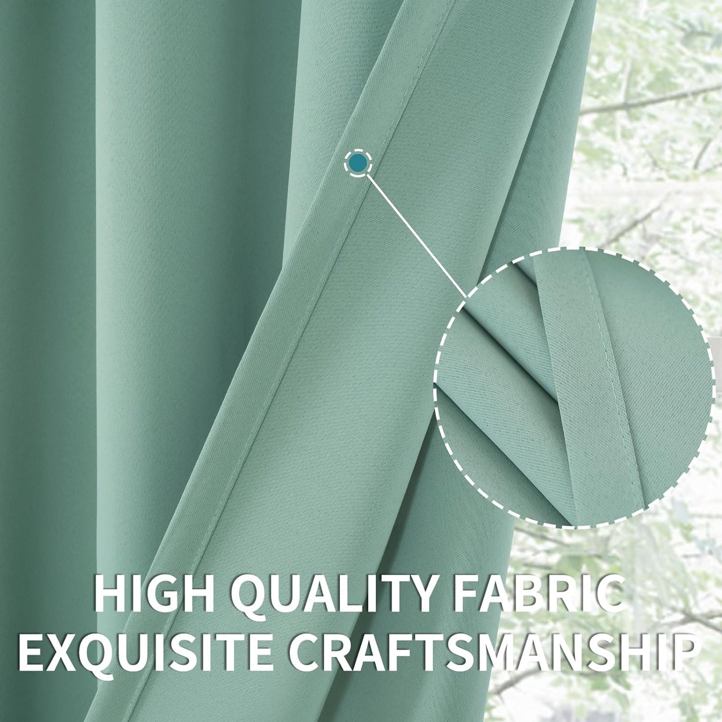 BGment Sage Green Blackout Curtains 45 Inches Length for Short Window - Thermal Insulated Drapes with Rod Pocket Room Darkeing Privacy for Cafe Bedroom Bathroom, 42 x 45 Inch, 2 Panels