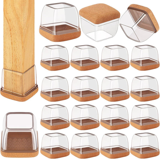 16 Pcs Extra Large Square Chair Leg Floor Protectors, Silicone Chair Leg Protectors for Hardwood Floors, High Elastic Chair Leg Caps, Protect Wooden Floors from Scratching (Fit: 1-2/5" - 1-4/5")