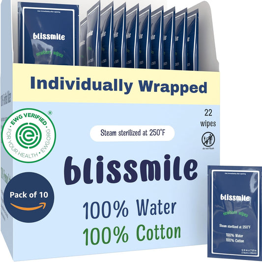Mini Travel Wipes - 100% Water - Individually Wrapped - For Hand, Face & Body - Unscented Wet Wipes for Adults & Kids, Baby with Sensitive Skin - Feminine Wipes for Women, On the Go Essentials, 220 ct