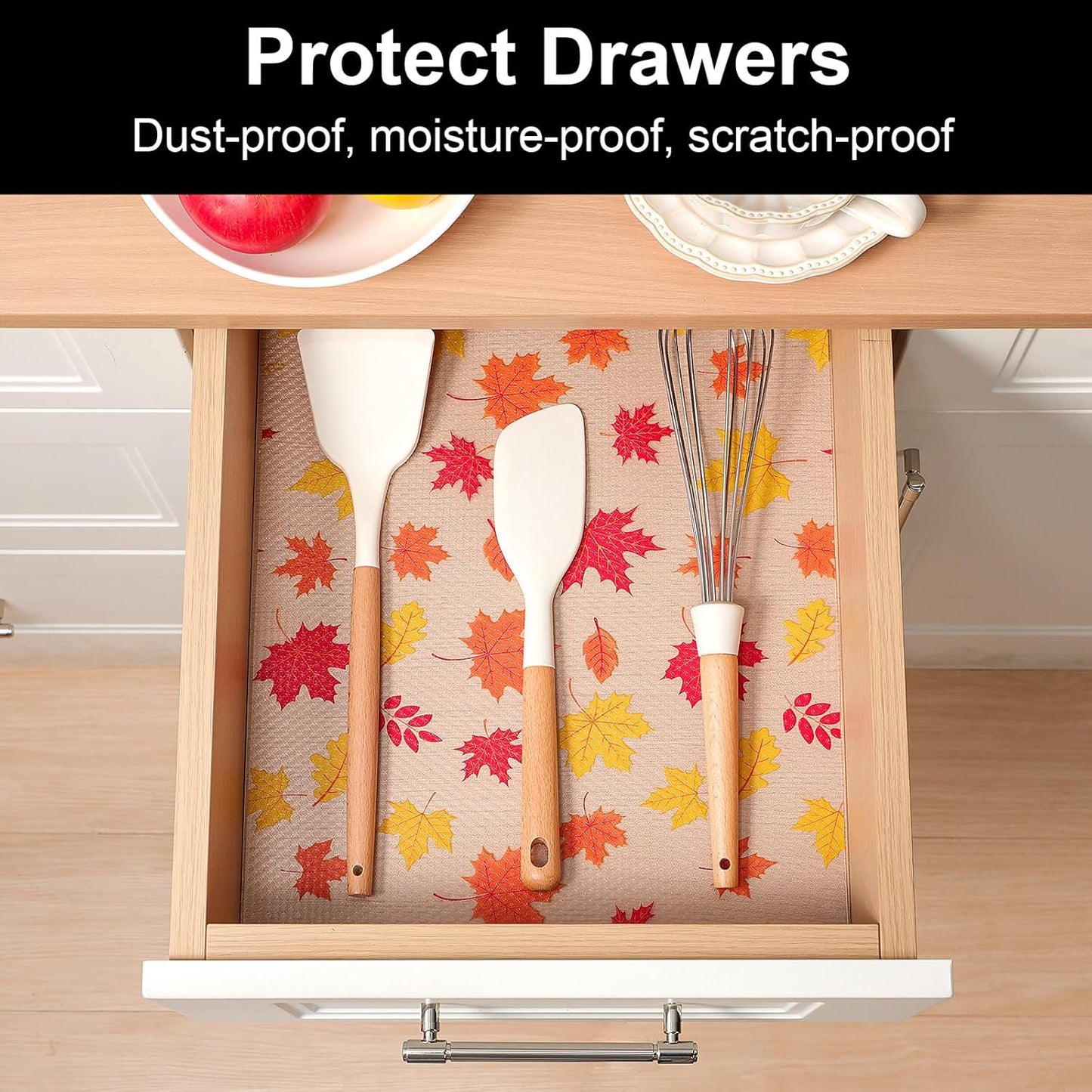 Cooyes Shelf Paper for Kitchen Cabinets Non Adhesive, Waterproof & Oil-Proof Kitchen Drawer Liner for Refrigerator Drawer Fridge Cupboard, (11.8 Inch W x 360 Inch L, Pumpkin Orange)