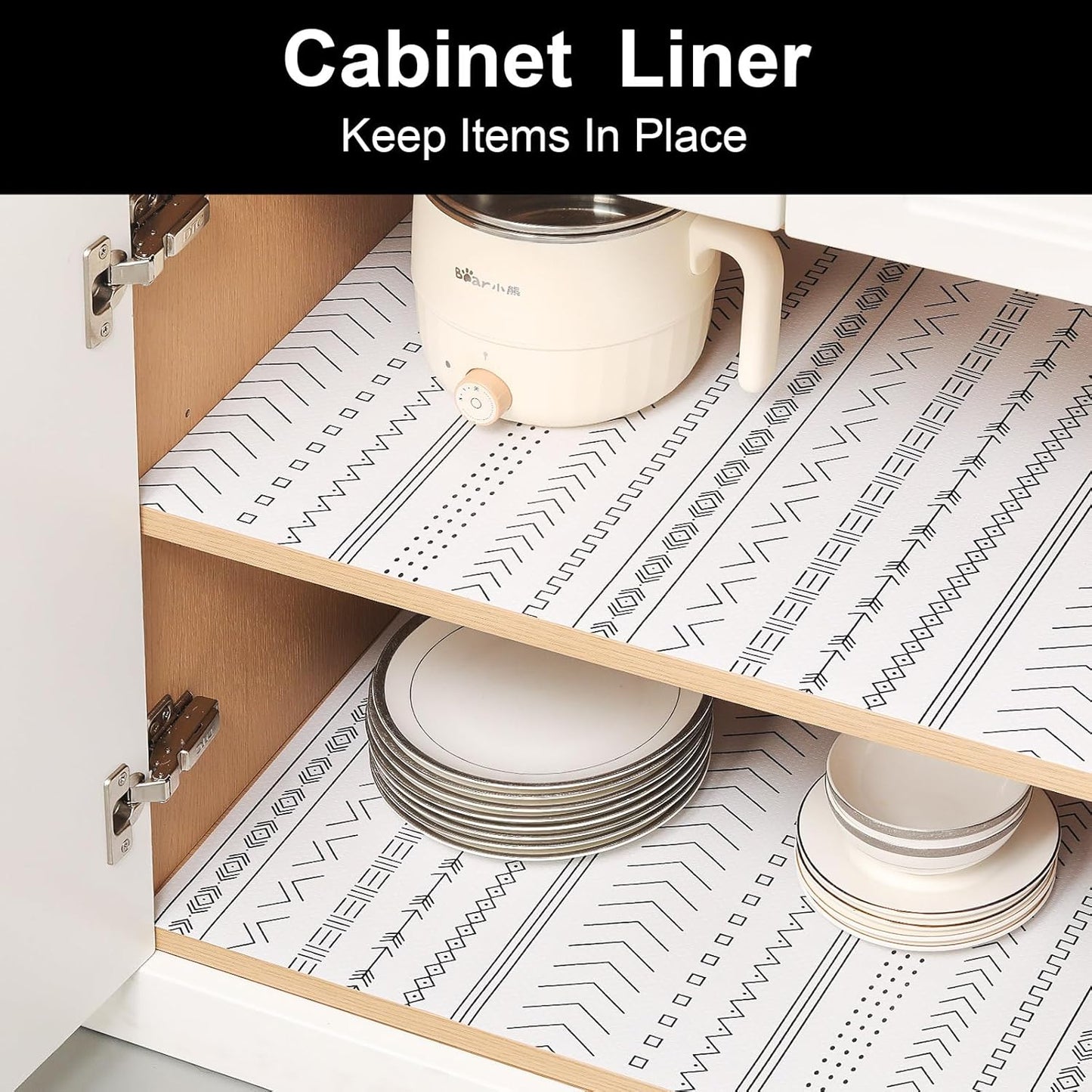 Cooyes Shelf Liners for Kitchen Cabinets, Waterproof and Oil-Proof Kitchen Cupboard Liner, Refrigerator Liners and Plastic Drawer Mats EVA Non Adhesive Shelves
