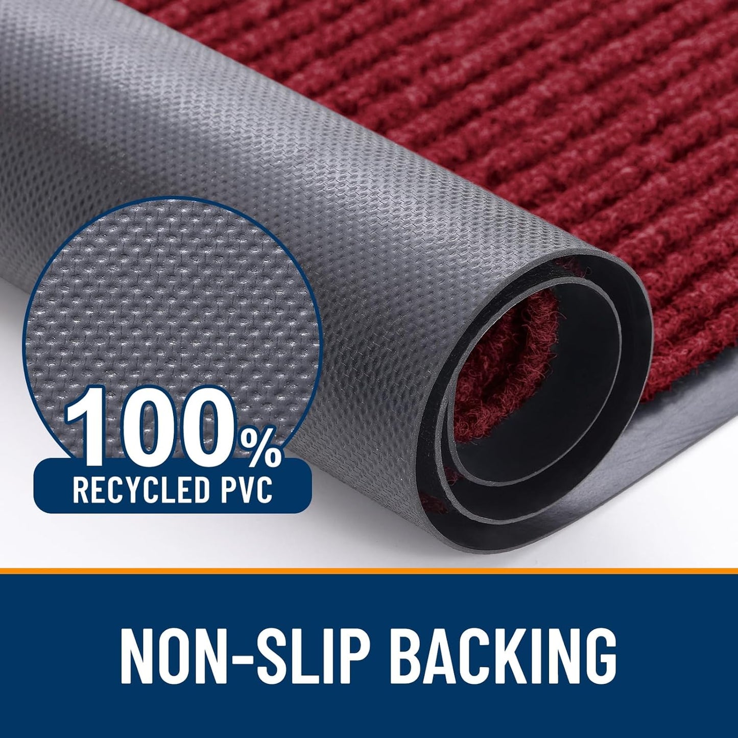OLANLY Front Door Mat Indoor Outdoor Entrance, Waterproof Heavy Duty Doormat, Fade Resistant, Low Profile, Easy Clean Patio Porch Welcome Floor Mats for Entry, 47x32, Wine Red