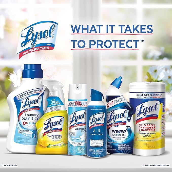 Lysol Disinfectant Spray, Sanitizing and Antibacterial Spray, For Disinfecting and Deodorizing, Lemon Breeze, 12.5oz