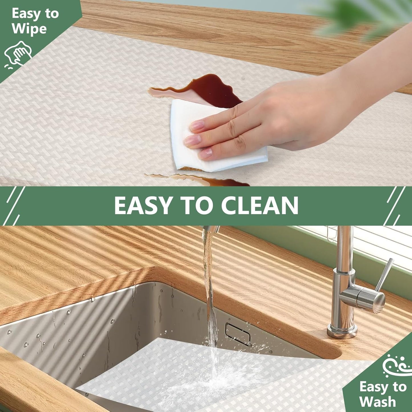 Shelf Liners, Non-Adhesive Drawer Liner, Waterproof & Oil-Proof Kitchen Cabinet Cupboard Liner Plastic EVA Material BPA Free Fridge Liner Mats Paper Protector for Shelves (Clear/12in x 240in)