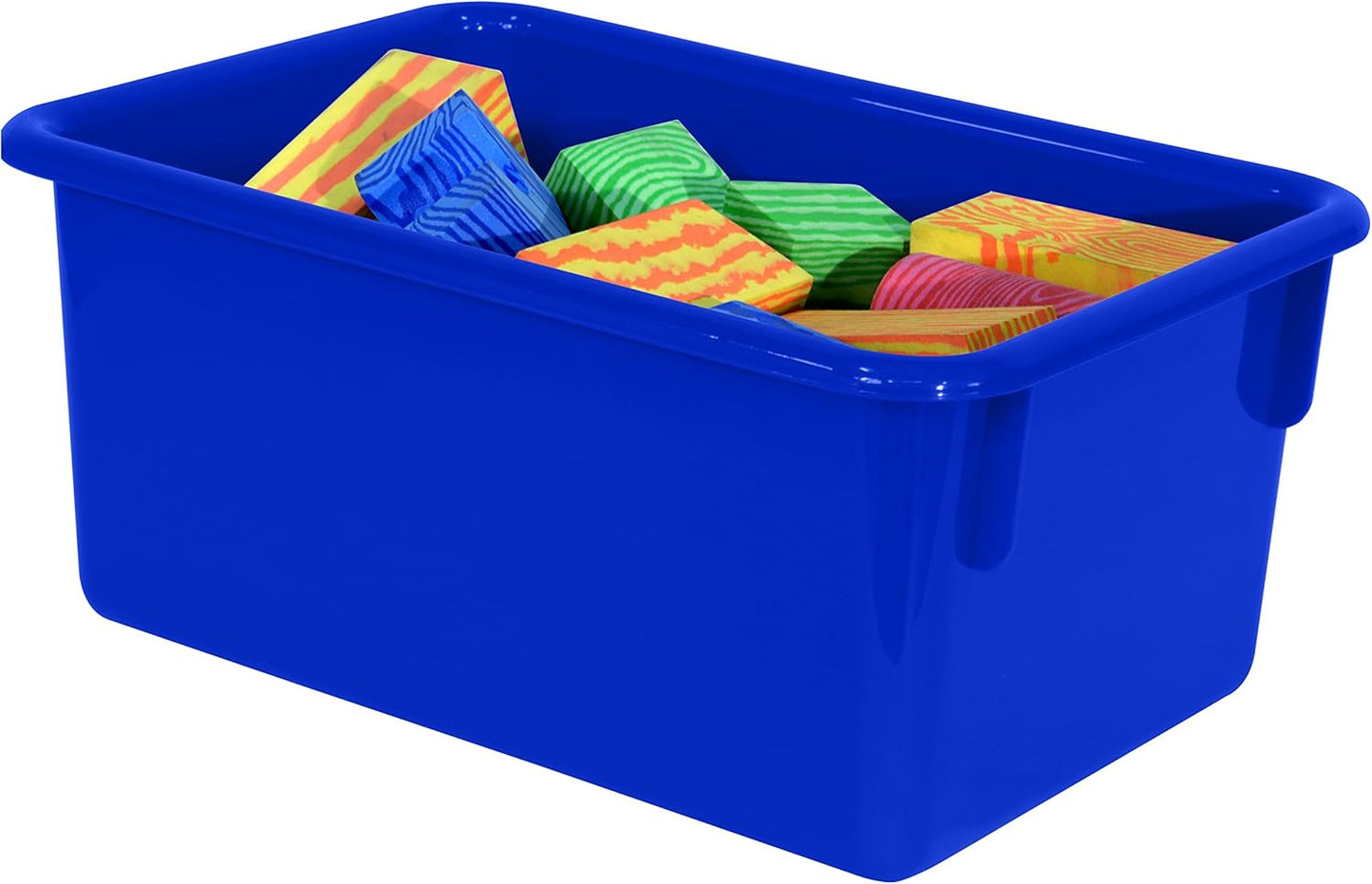 Wood Designs Cubby Storage Bin, Heavy Duty Plastic Containers for Kids Blue Cubby Tray Set of 10