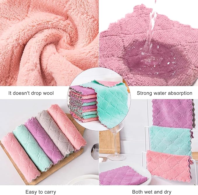 32 Pack Cleaning Cloth Kitchen Cloth, Dish Towels Super Absorbent Coral Velvet Dishtowels, Microfiber Premium Soft Tea Towels, Quick Dry Rags, Multipurpose Reusable Washcloths, Non-Stick Oil Cloths.