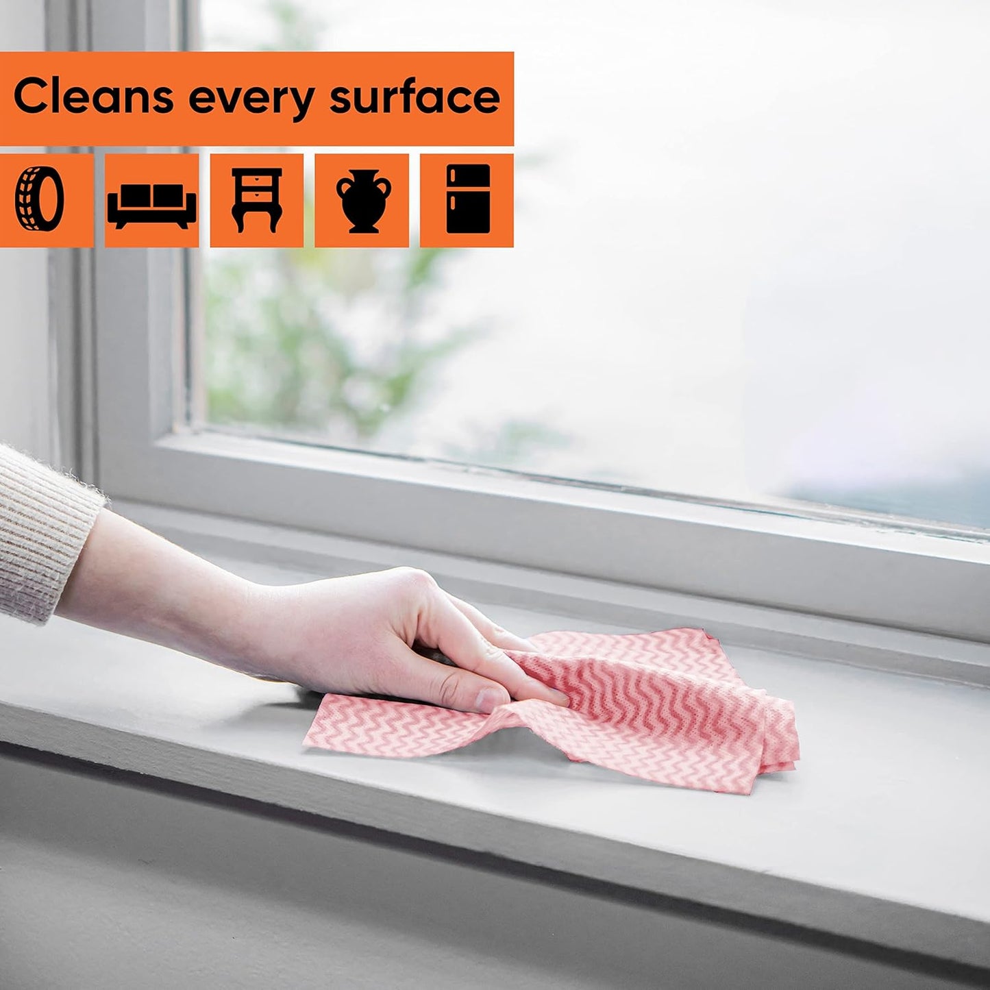 Superio Handy Wipes For Kitchen - Red Reusable Multi-Purpose Heavy-Duty Cleaning cloth for house, Bathroom, and office. Disposable Dish Towel (15)
