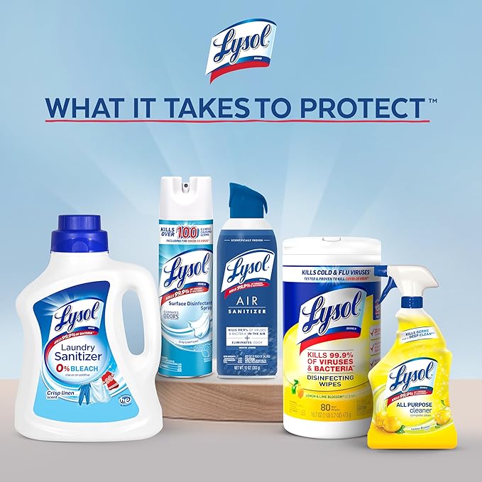 Lysol Disinfectant Wipes Multi-Surface Antibacterial Cleaning Wipes, Dorm Room Essentials For Disinfecting and Cleaning Lemon and Lime Blossom 80 Count (Pack of 2)