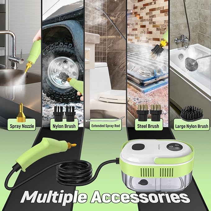 10-in-1 Steam Cleaner for Home, High Temperature & High Pressure, Steamer for Cleaning with 10s Fast Heating, Handheld Steam Cleaner with 37.19OZ Large Tank for Floor, Home, Furniture, Carpet and Car