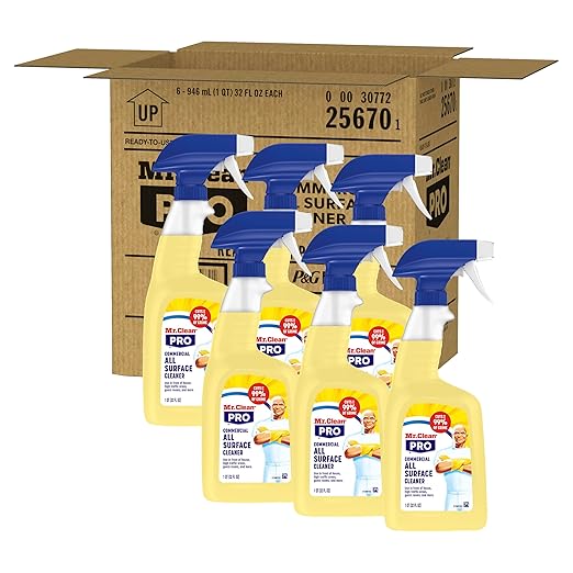 Mr. Clean PRO All Surface Cleaner, Commercial Grime Removal, Refillable Spray Bottles Bulk, 32 oz (Case of 6)