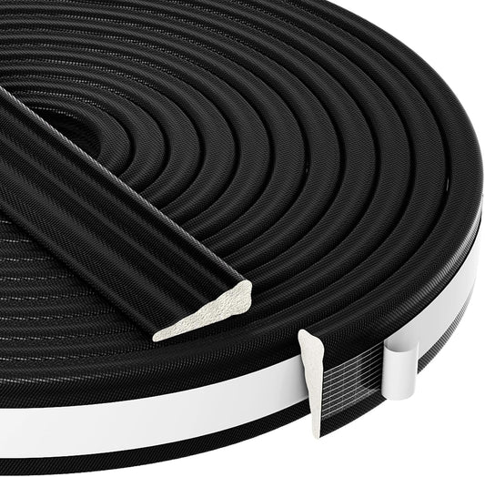 QDiShi 118" Wedge-Shape Weather Stripping Door Seal Weatherproof Foam Seals Self Adhesive Insulation Anti-Collision Strip Soundproofing Frame Insulation Tape Fits 0.13-0.31" Gaps(Black)
