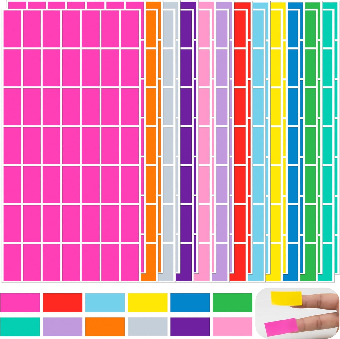 YSHIHE Colored Label Stickers,Rectangular Color Coding Stickers 1.57 x 0.75 Inch (40mm x 19mm),12 Assorted Colors for Inventory Organize, File Classification - 1176 Pack