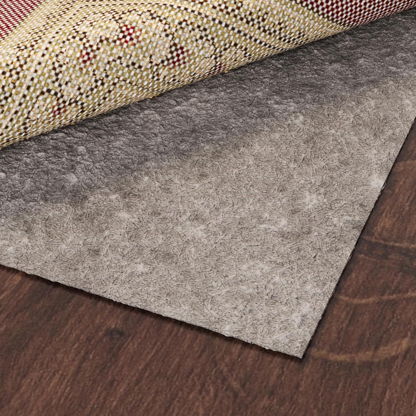 Ottomanson 3' x 3' Non-Slip Rug Pad Gripper 1/4 Inch Thick Dual Surface Felt + Rubber Gripper - Safe for All Floors, Brown