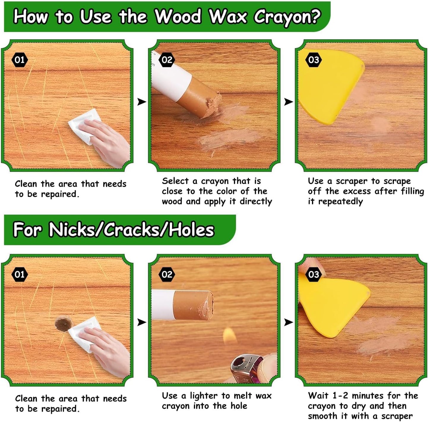 Furniture Markers Touch Up, 20 Colors Wood Filler Sticks, Wood Wax Crayons for Repairing Scratches, Scuffs, Cracks, Holes on Furniture, Floors, Cabinets, Tables, and Doors - Curry Gray Series