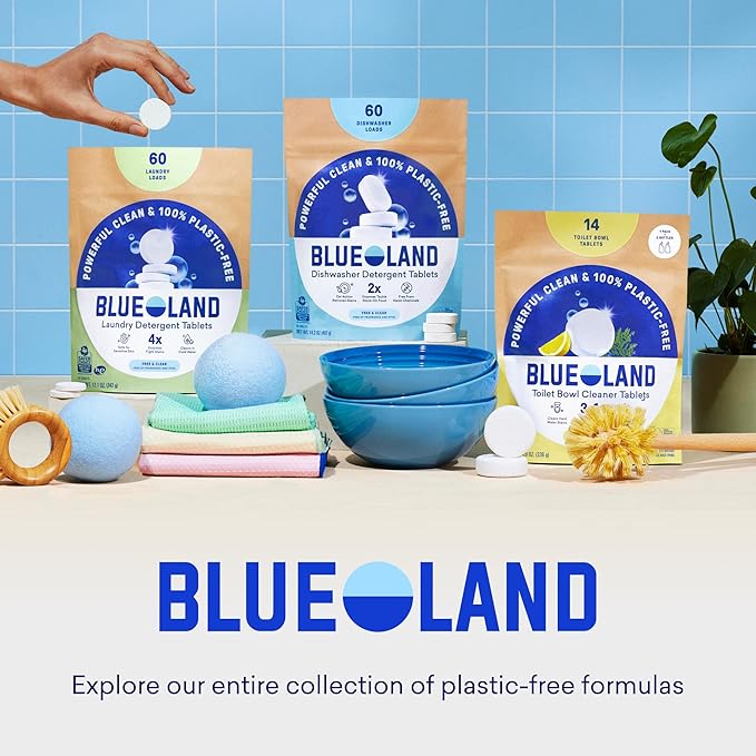 BLUELAND Multi-surface Cleaner, 10 Refill Tablets, Fresh Lemon Scent, All-Purpose, Eco-Friendly Cleaning Supplies, 10 x 24 Fl oz