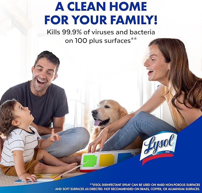 Lysol Disinfectant Spray, Household Essential Cleaning Supplies, Multi-Purpose Room Spray, Antibacterial and Sanitizer Spray, Upholstery Deodorizer, Home and Bathroom,Crisp Linen,12.5 fl oz(pack of 1)