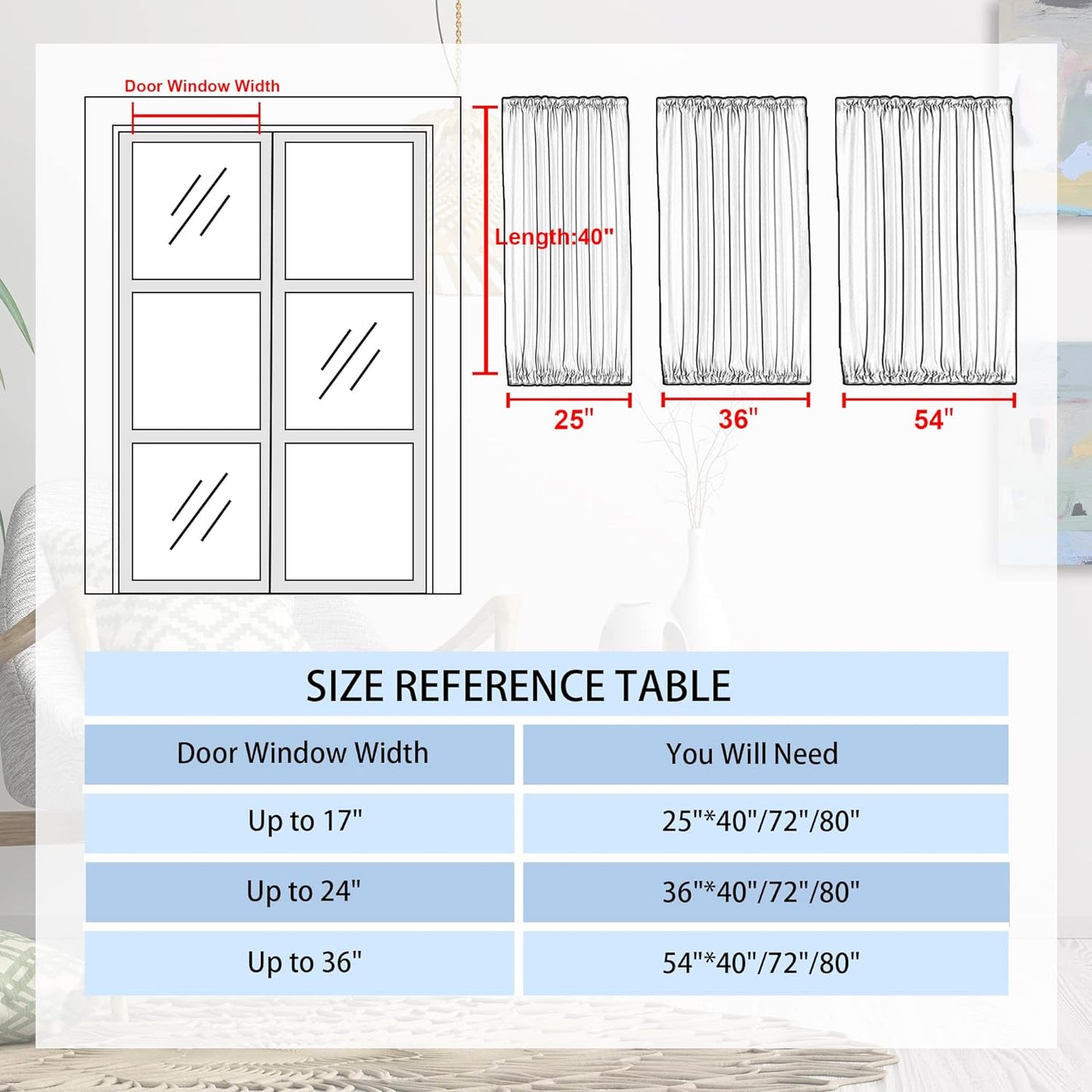 DWCN French Door Curtains – Rod Pocket Thermal Blackout Curtain for Doors with Glass Window, Kitchen and Patio Doors for Privacy, 25 X 40 Inches Long, 1 Curtain Panel with Tieback,Silver Grey