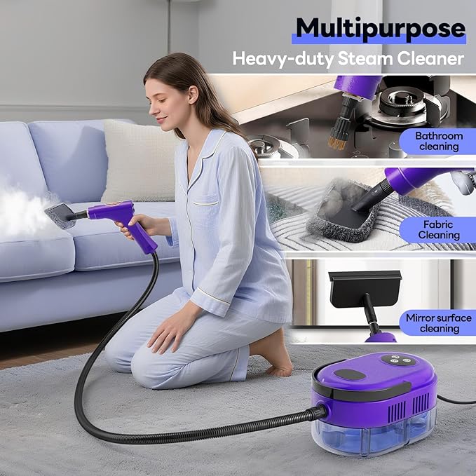 Handheld Steam Cleaner, 10s Fast Handheld Heating Steamer for Cleaning 15-in-1 High Pressure Steam Cleaner for Home & Kitchen, Grease, Grout, Tile,Floor,Couch and Car