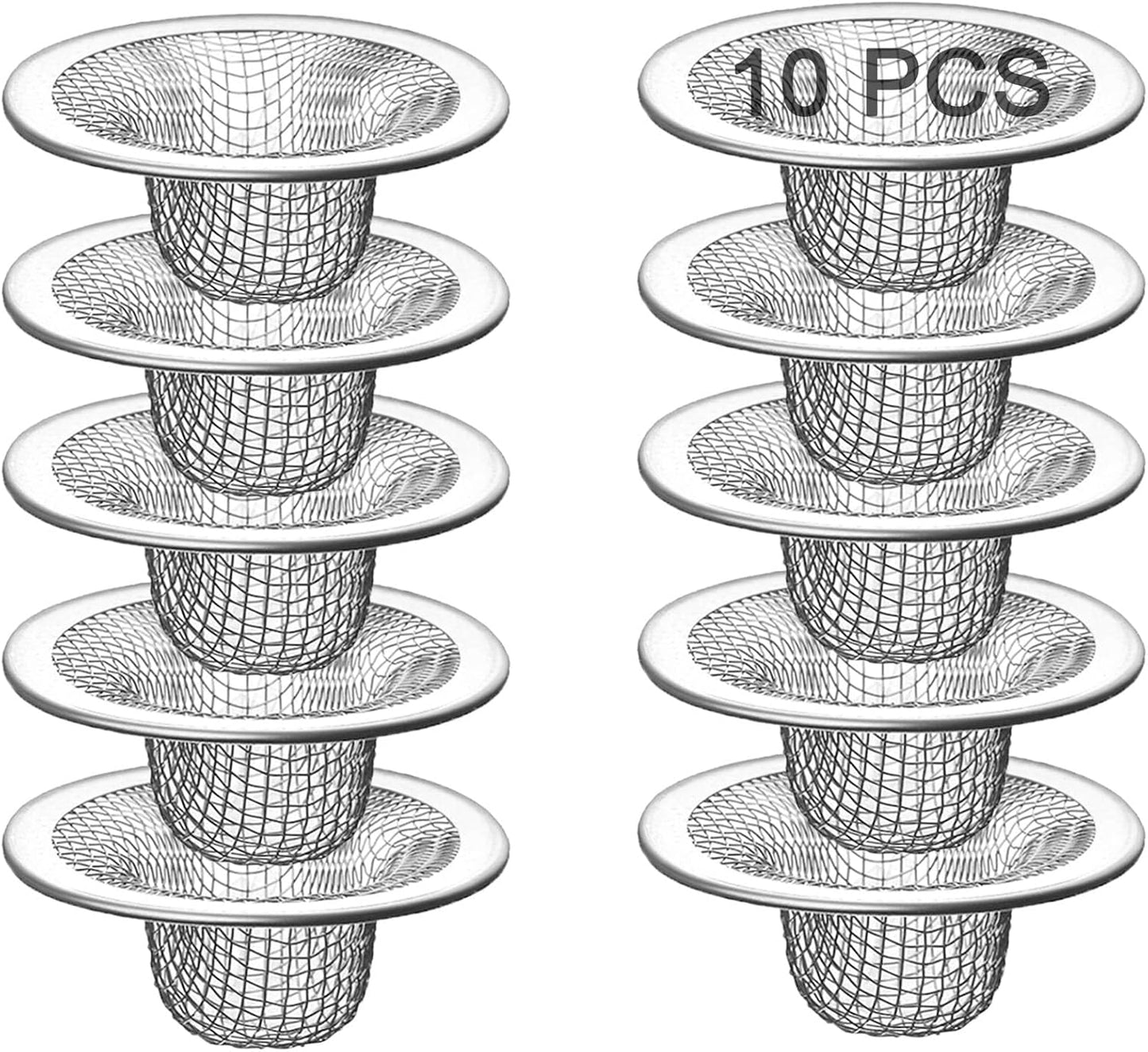 10PCS Mesh Sink Drain Strainer Bathroom, 2.75" Stainless Steel Slop Basket Filter Trap Hair Catcher, Tub Drain Screen Filter Cover Mesh Bathroom Bathtub RV Laundry Lavatory Balcony Utility