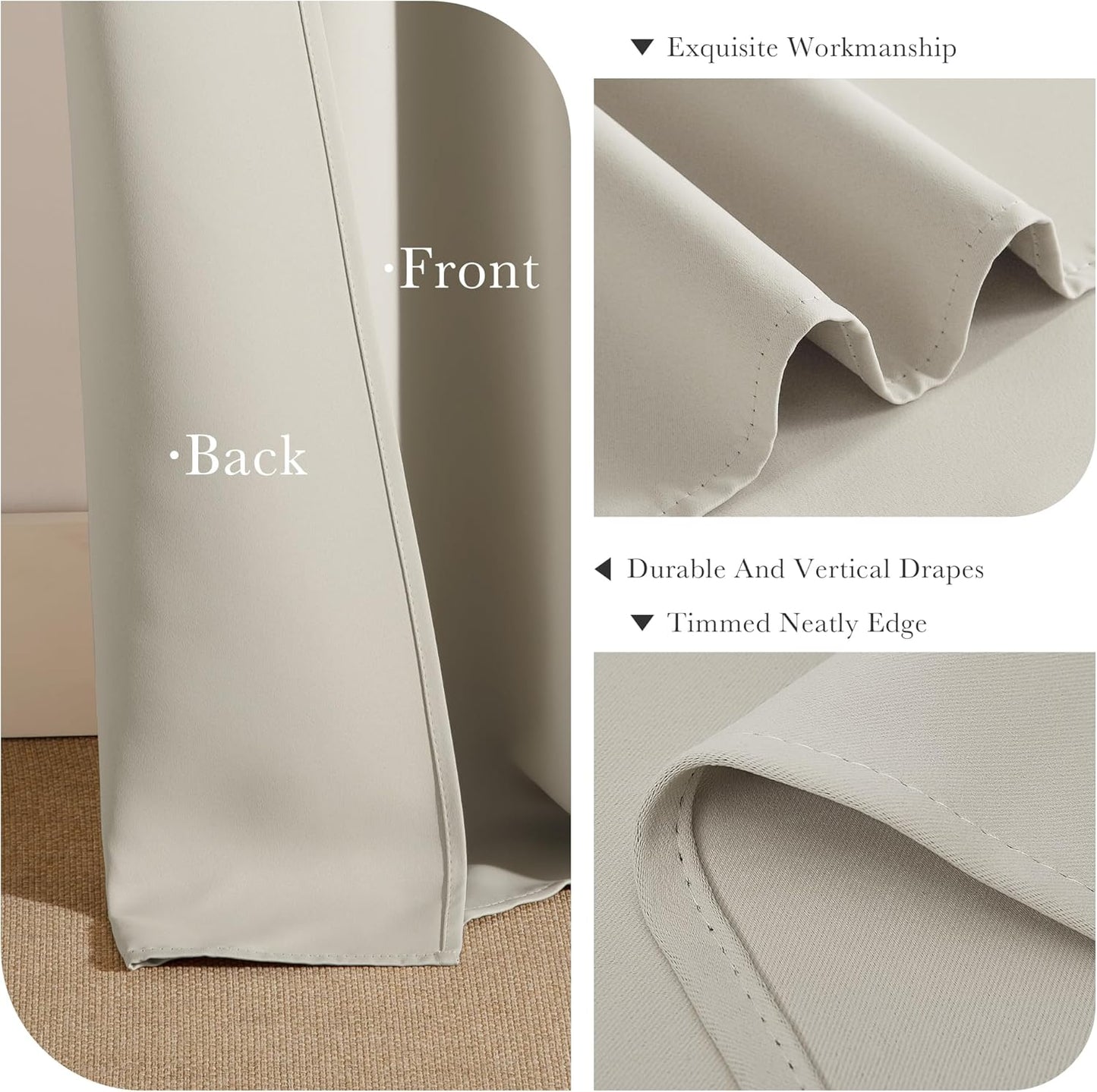 PONY DANCE Cream RV Curtains for Camper Windows, Small Windows Shades Thermal Insulated Privacy Drapes for Classroom Bathroom Laundry(2 Panels, W 42 x L 36 inches)