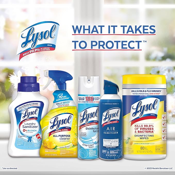 Lysol Disinfectant Wipes, Multi-Surface Antibacterial Cleaning Wipes, Dorm Room Essentials For Disinfecting and Cleaning, Early Morning Breeze, 80 Count (Pack of 1)