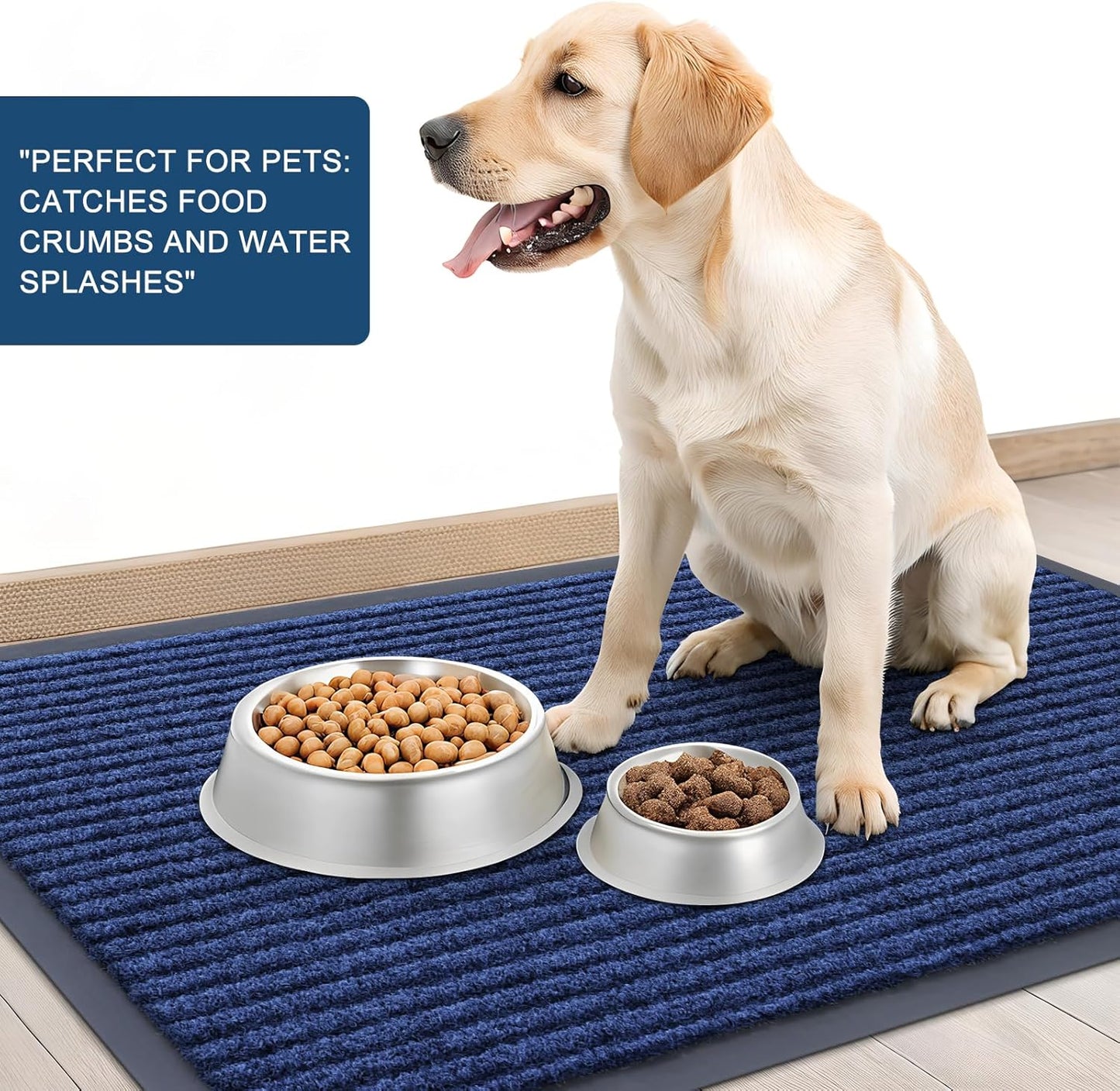 OLANLY Front Door Mat Indoor Outdoor Entrance, Waterproof Heavy Duty Doormat, Fade Resistant, Low Profile, Easy Clean Patio Porch Welcome Floor Mats for Entry, 36x24, Blue