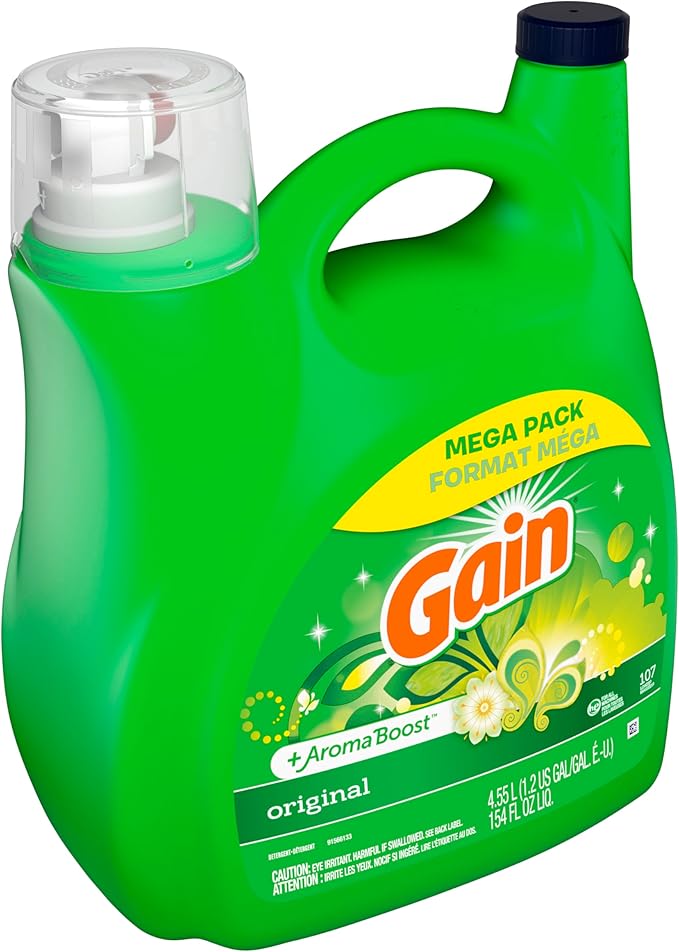 Gain Liquid Laundry Detergent, Original Scent | 107 Loads | 154 oz | HE Compatible | Pack of 2