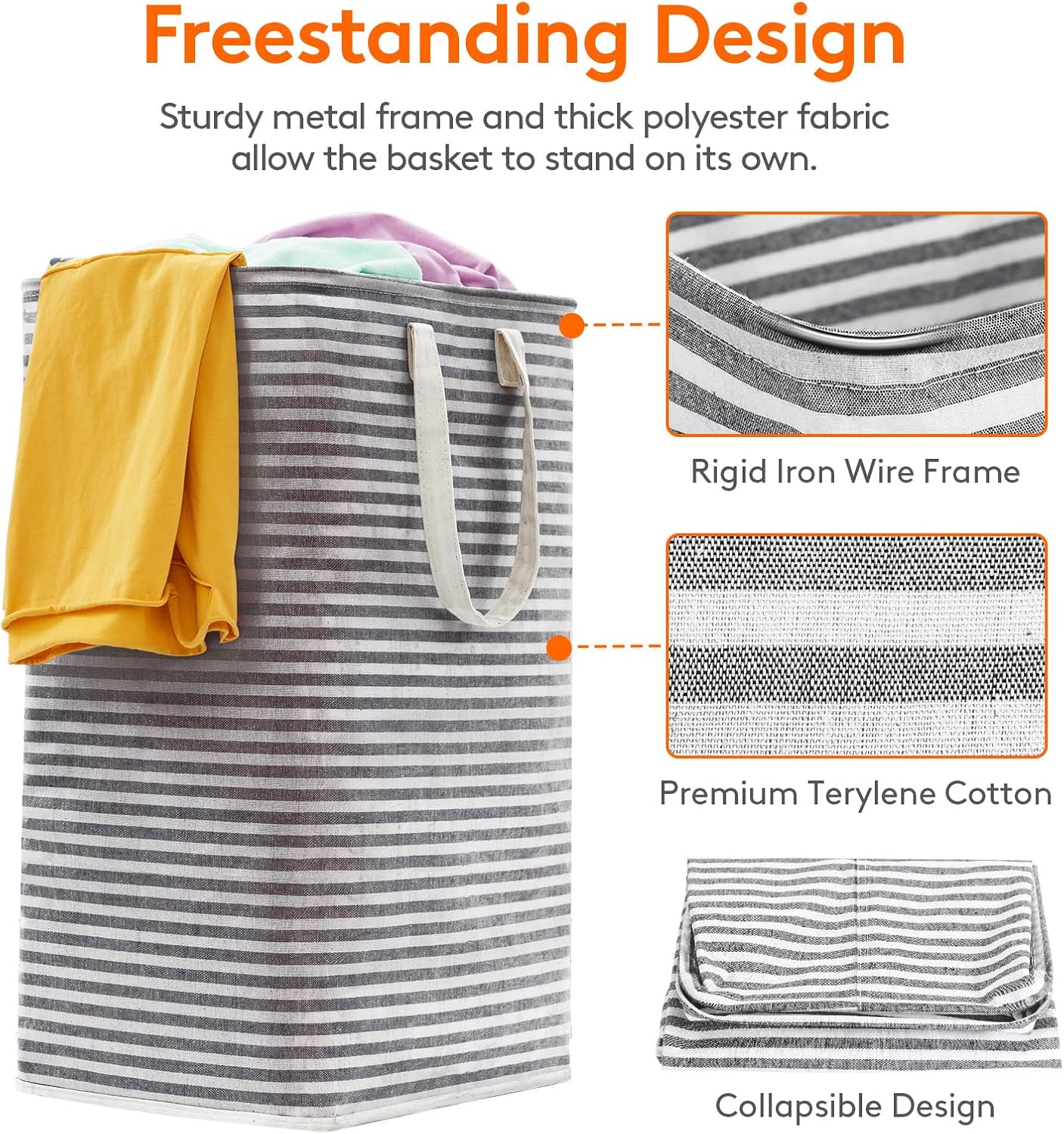 Lifewit Laundry Hamper Large Collapsible Laundry Basket, Freestanding Waterproof Clothes Hamper Storage with Easy Carry Handles for Clothes in Bedroom Bathroom College Dorm for Adults, Black, 80L