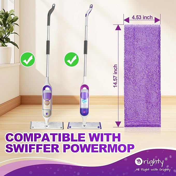 Orighty Reusable Mop Pads for Swiffer PowerMop, 10 Pack Power Mop Pads Refills for 13 ''-15 '' Spray Mop, Microfiber Mop Pads Refills for Multi-Surface Floor, Machine Washable