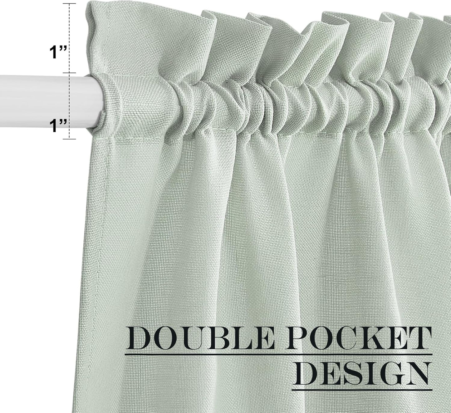 NICETOWN Linen Door Curtain - Privacy Light Filtering Tricia Window Curtains for Patio French Front Door Sidelight Curtain Tie up Shade for Classroom, W26 x L50 inch, 1 Panel, Sage Green