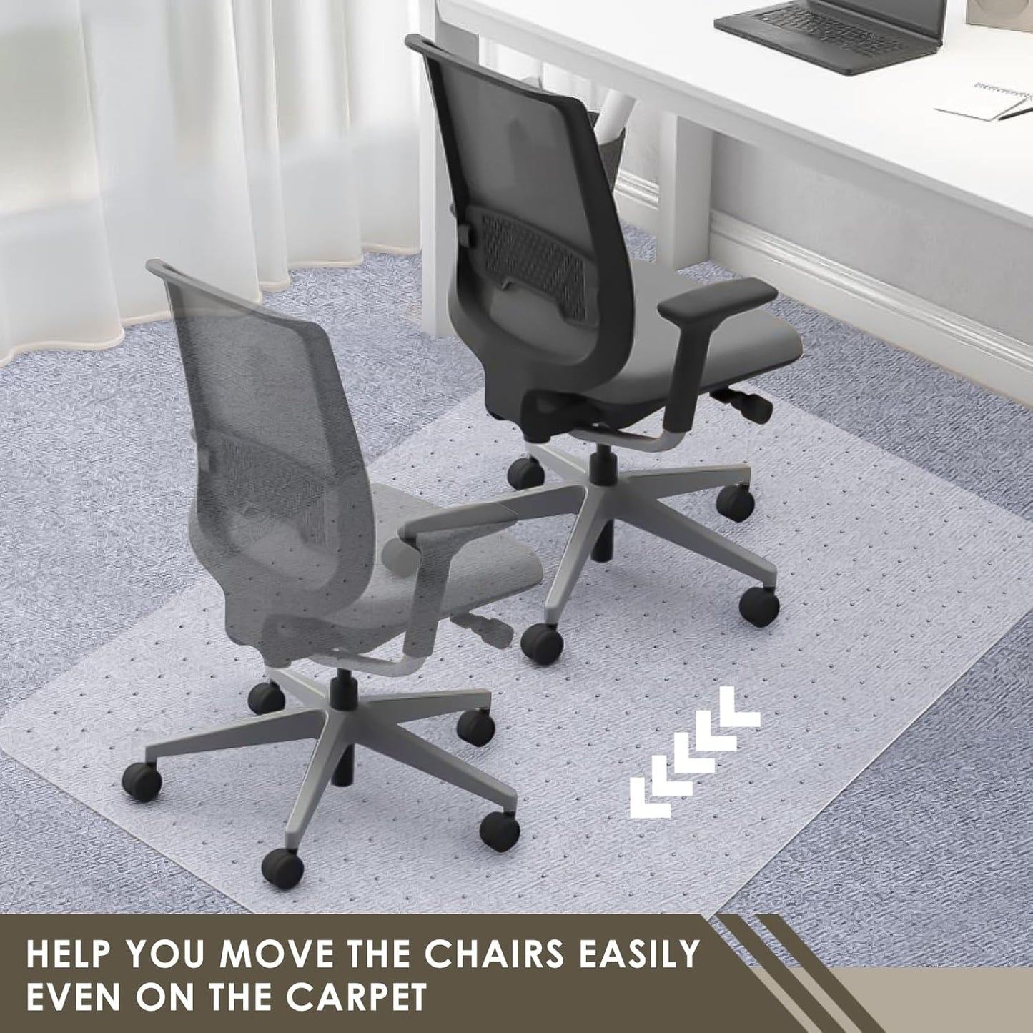 Azadx Heavy Duty Office Chair Mat for Carpet 45" x 53" Hard Material Chair Mat for Carpeted Floor Slip Resistant Carpet Protector for Home Office Easy Glide Desk Floor Mat for Office Chair on Carpets