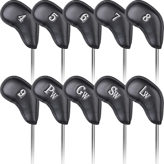 CRAFTSMAN GOLF 12pcs or 1pc Thick Synthetic Leather Golf Iron Head Covers Set Headcover Fit All Brands Callaway Ping Taylormade Cobra Etc. Also Custom Name