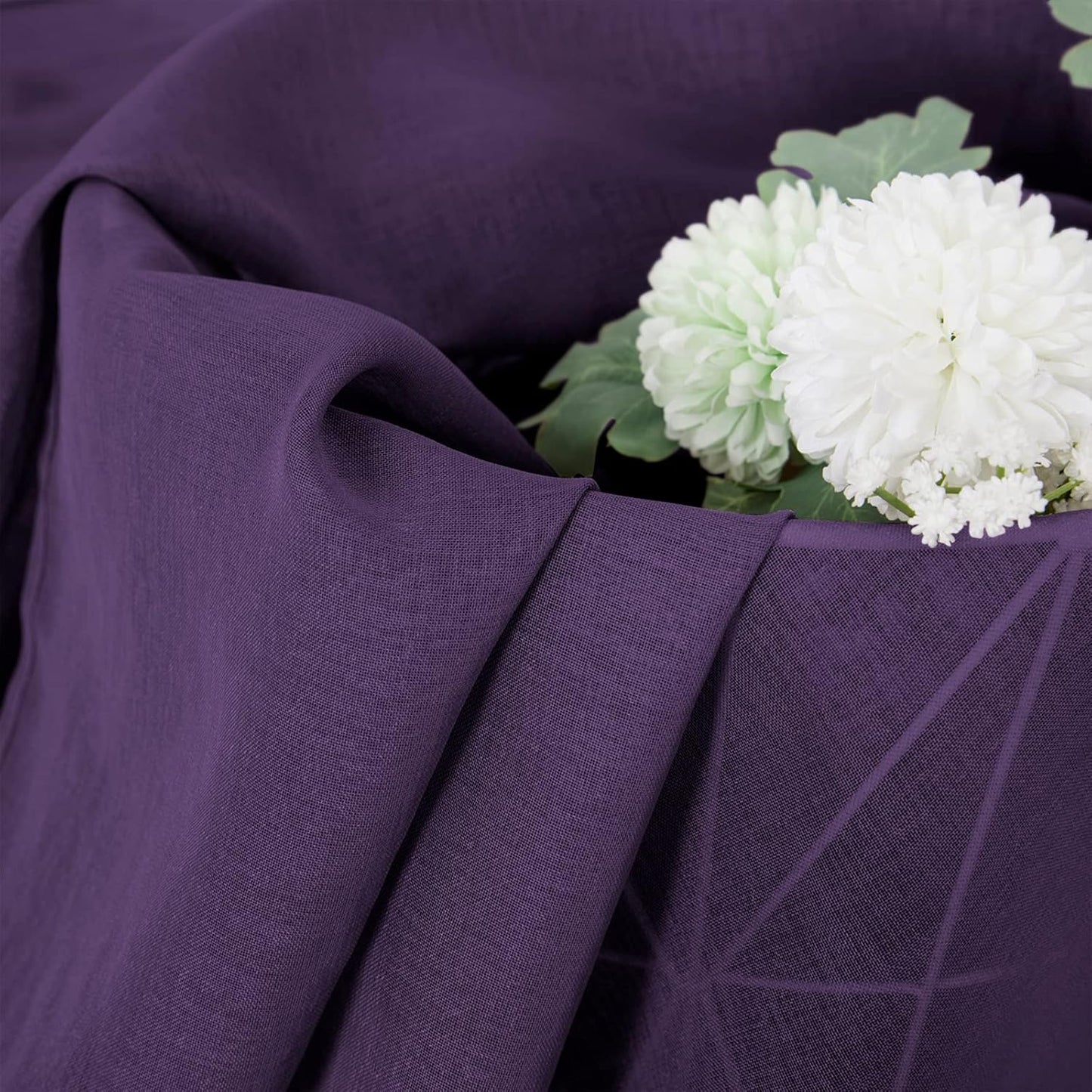 Tollpiz Short Sheer Tier Curtains Linen Textured Half Kitchen Curtain Sheers Light Filtering Rod Pocket Voile Small Curtain for Bathroom, 25 x 24 inches Long, Royal Purple, Set of 2 Panels