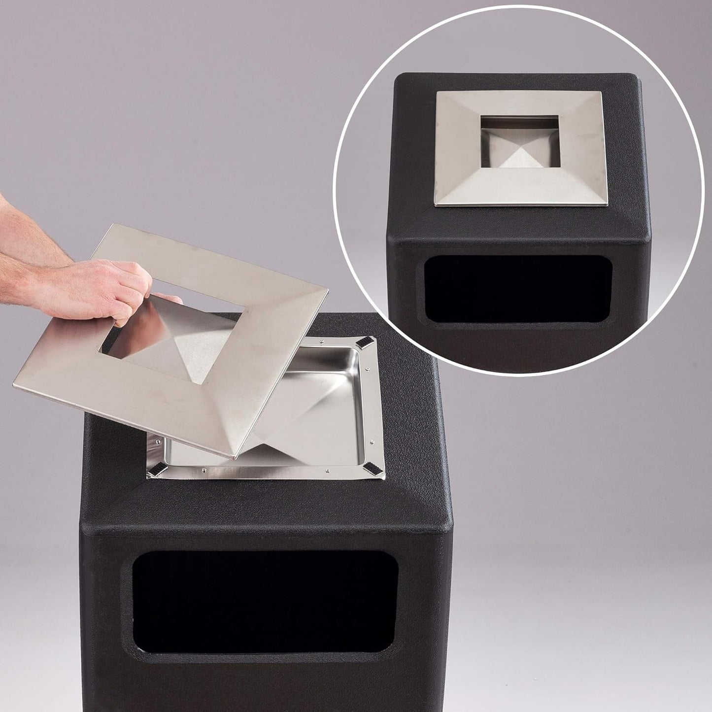 Safco Canmeleon Trash Can, 38 Gallons, Indoor and Outdoor Use, Durable & Weather-Resistant Commercial Garbage Can with Ashtray, Black