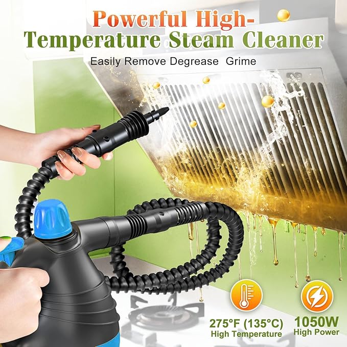Deep Clean Steam Cleaner, Fast Heating Efficient Cleaning Multi-Purpose Handheld Steamer for Cleaning, Pressurized Multi-Surface Steam Cleaner for Home, Car, Upholstery, Floor, Grout, Couch and Grease