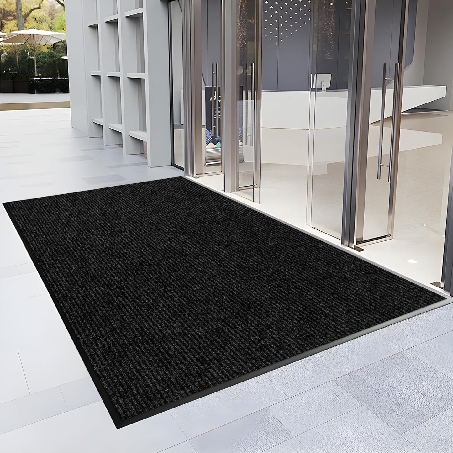 3′ x 8′ Front Door Mat Indoor Outdoor Entrance, Commercial Floor Mat Heavy Duty Dirt Trapper Entryway Doormat, Custom Size Non Slip Rubber Backing Welcome mat, Door Mat for High Traffic Area
