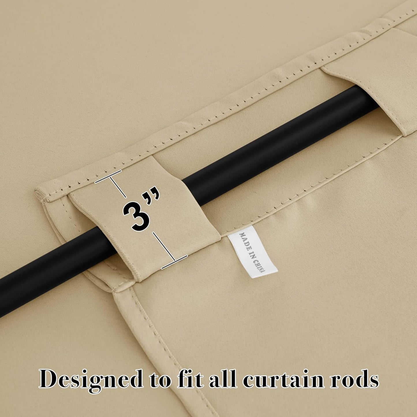 RYB HOME Short Blackout Curtains 36 inches, Solid Heavy Duty Small Window Treatment Room Darkening Privacy Draperies for Basement Bathroom Bedroom, Biscotti Beige, W42 x L36 inch, 2 Panels
