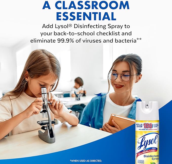 Lysol Disinfectant Spray, Sanitizing and Antibacterial Spray, For Disinfecting and Deodorizing, Lemon Breeze, 19 Fl Oz (Pack of 2)