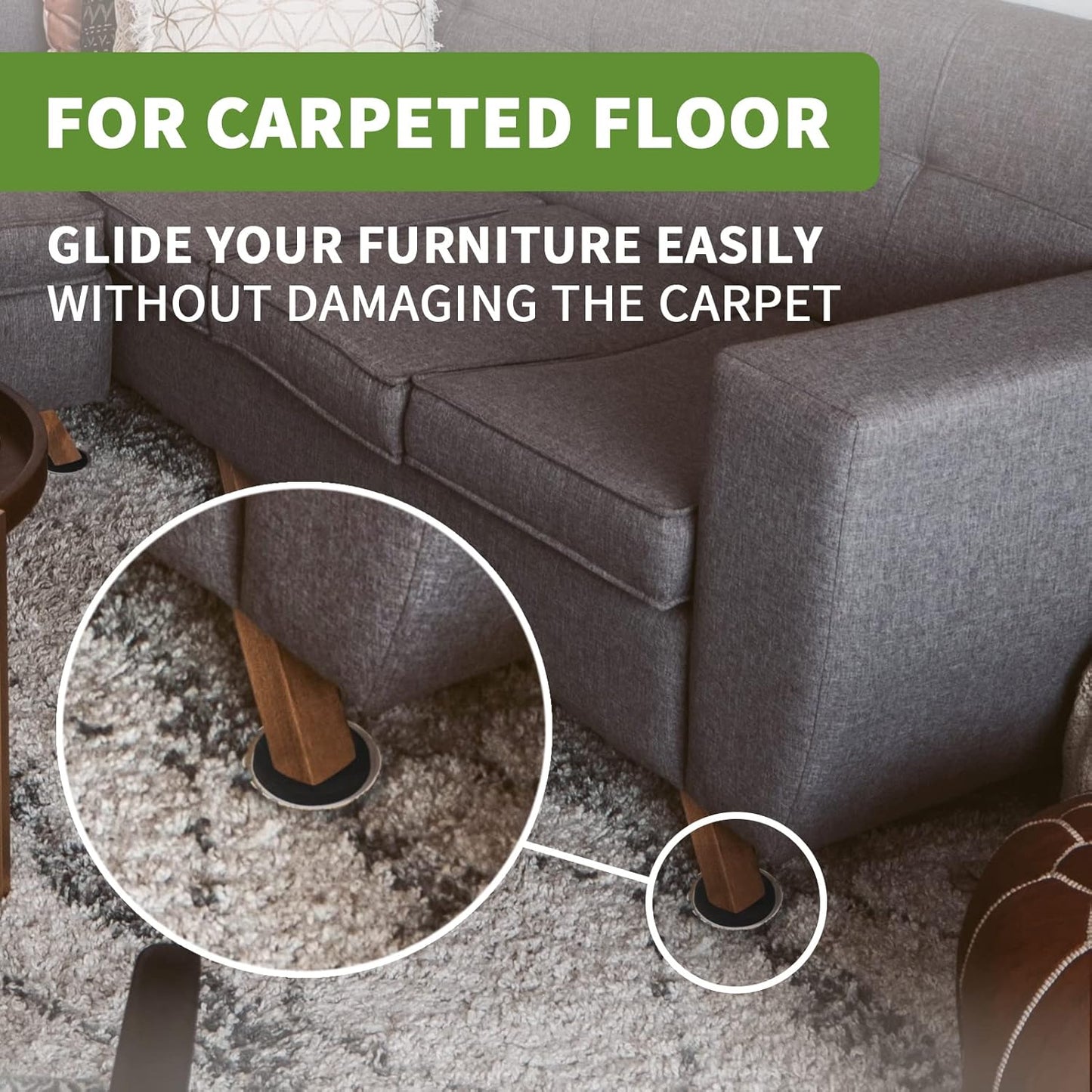 Furniture Sliders for Carpet 16PCS - 3 1/2 inch Sliders for Moving Furniture – Appliance Slider for for Carpet
