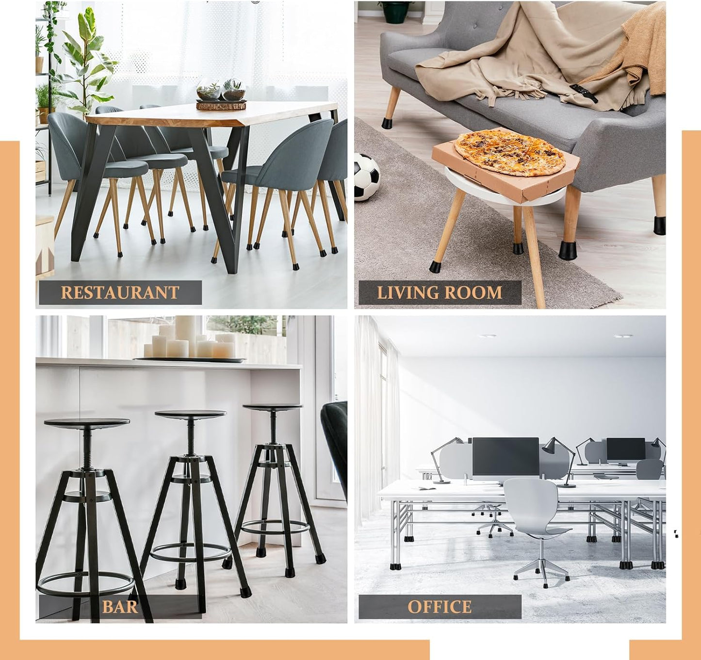 1/2" Round Rubber Chair Leg Tips Caps, 8 Pack Extra Small Chair Leg Floor Protectors Small Furniture Legs Caps Non Slip Reduce Noise for Hardwood Floors (Black, Fit: 12mm to 13mm)