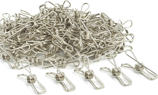 Wire Clothespins Laundry Chip Clips - 100 Pack Bulk Clothes Pins Heave Duty,Durable Metal Clothes Pegs Long-Lasting Strong-Grip Multi-Purpose for Clothesline,Snack Bags,Pictures,Paper at Home,Office