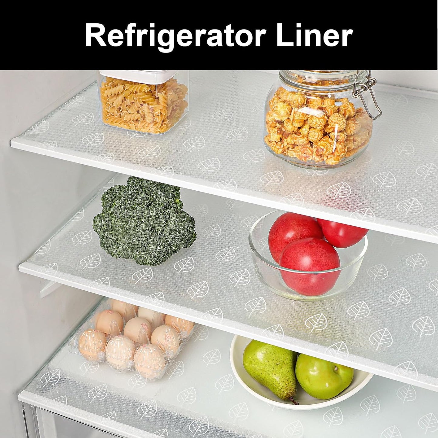 Cooyes Shelf Liners for Kitchen Cabinets Refrigerator Liners Waterproof & Oil-Proof Kitchen Cupboard Liner Drawer Mats EVA Material Non Adhesive Fridge Liner for Shelves
