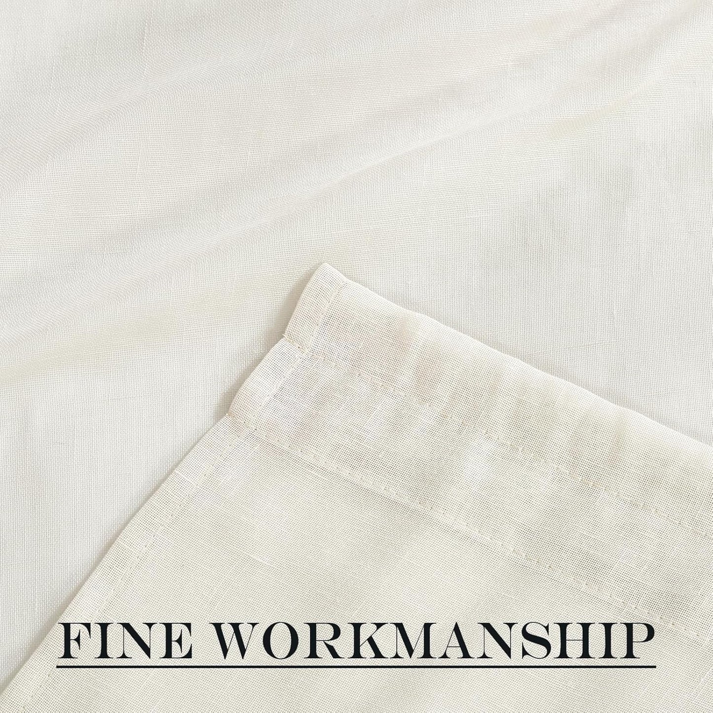 NICETOWN Linen Curtains 50 Inches Long for Bedroom Living Room Door, Light Filtering Sheer Curtains for French Front Back Door, Tie up Blind Shade, 1 Panel, 26" W x 50" L, Ivory White