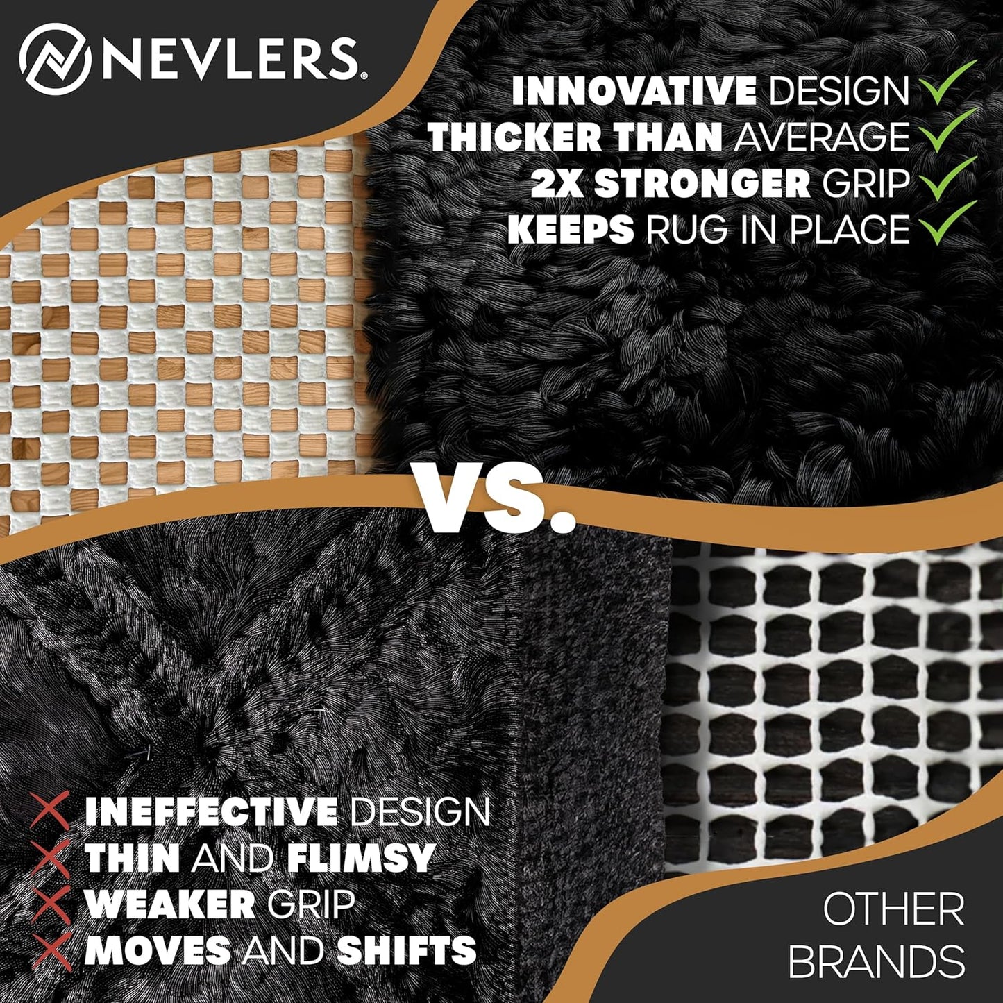 Nevlers 12'x15' Anti Skid Rug Gripper for Hardwood Floors & Other Surfaces | White PVC Foam Non Slip Rug Pad | Open Weave Anti Slip Rug Grips | Non Slip Rug Grippers & Rug Stoppers to Prevent Sliding