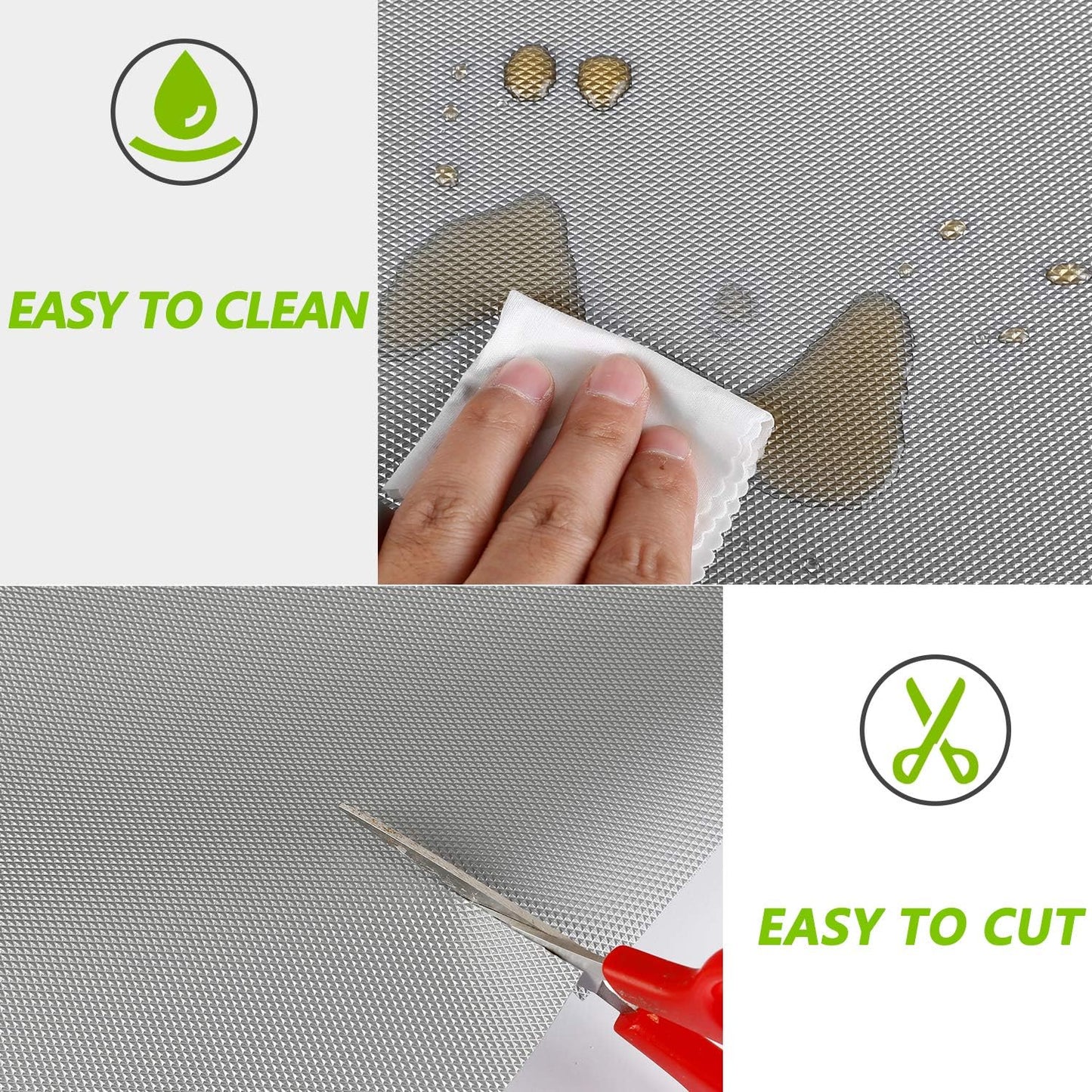Kitchen Shelf Liner Drawer Liners, Non-Adhesive Refrigerator Liners Waterproof Fridge Mats with Strong Durable Kitchen Cabinets Mat for Drawers, Shelves, Pantry