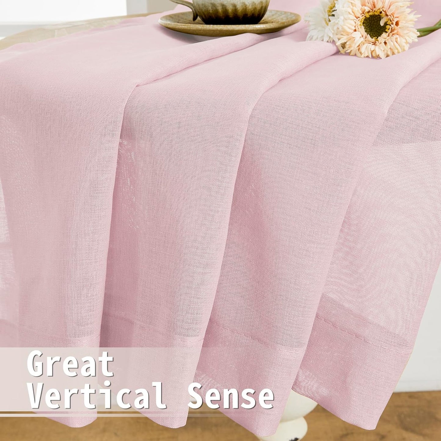 Tollpiz Sheer Door Curtains Closet Linen Textured Curtains Sheer Doorway Light Filtering Voile Rod French Door Pocket Curtain Patio Glass Door, 25 x 72 inches Long, Pink, Set of 1 Panel